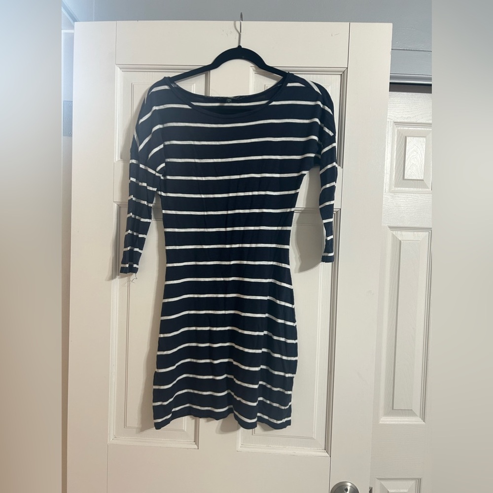 Express Navy and White Striped Mini Dress - Size Small